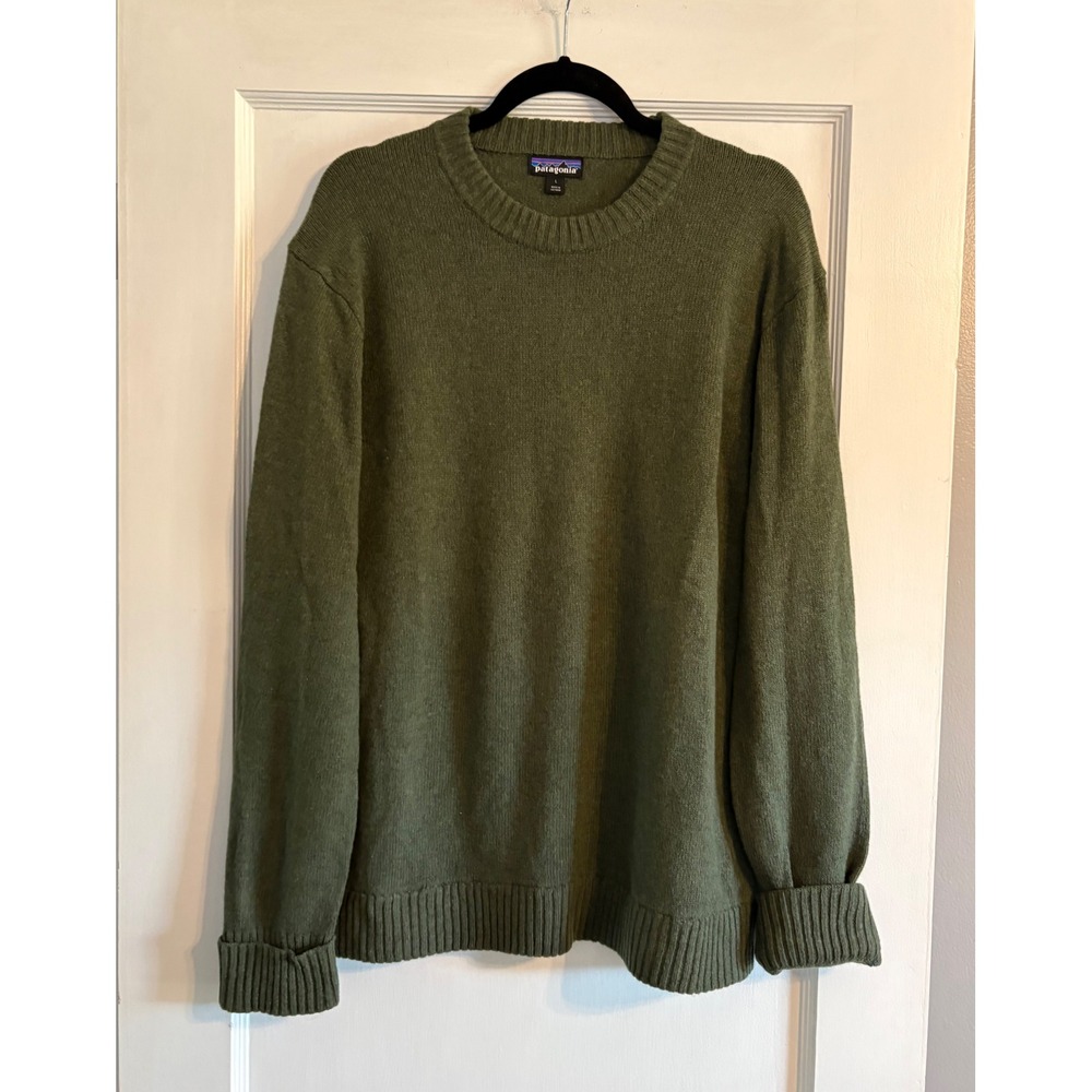 Men's Patagonia Recycled Wool Blend Green Sweater Size Large